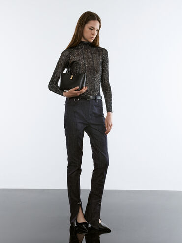 Lilibet Metallic-Accent Tote Bag, Black, hi-res