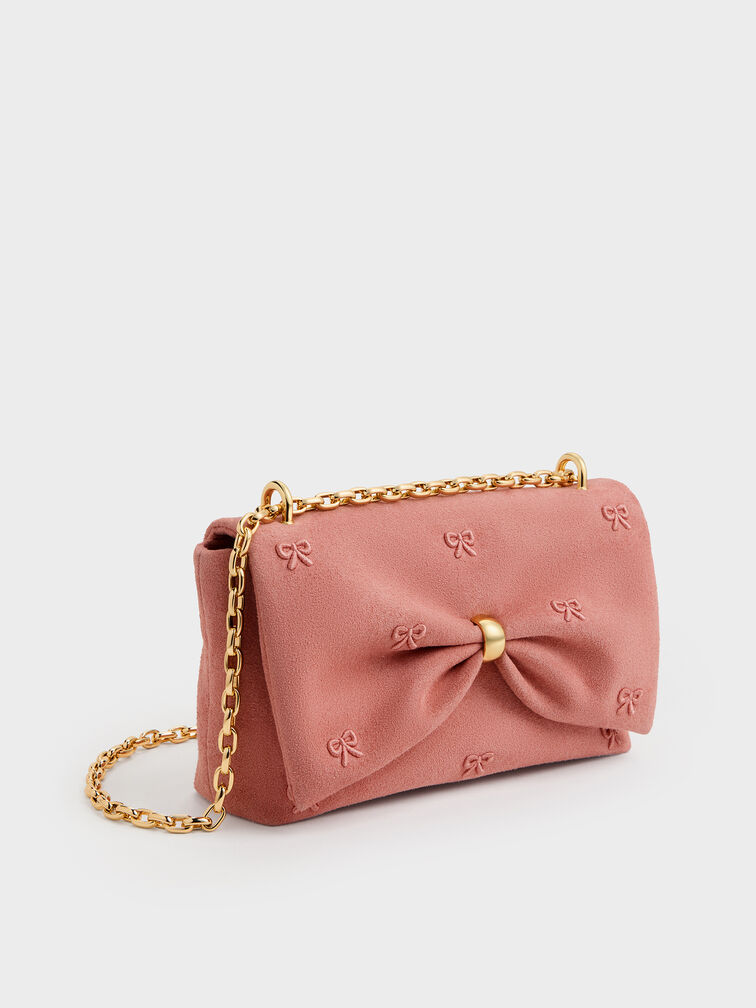 กระเป๋าสะพายไหล่ลายนูนดีเทลจับจีบย่นรุ่น Halsey, Blush Pink, hi-res