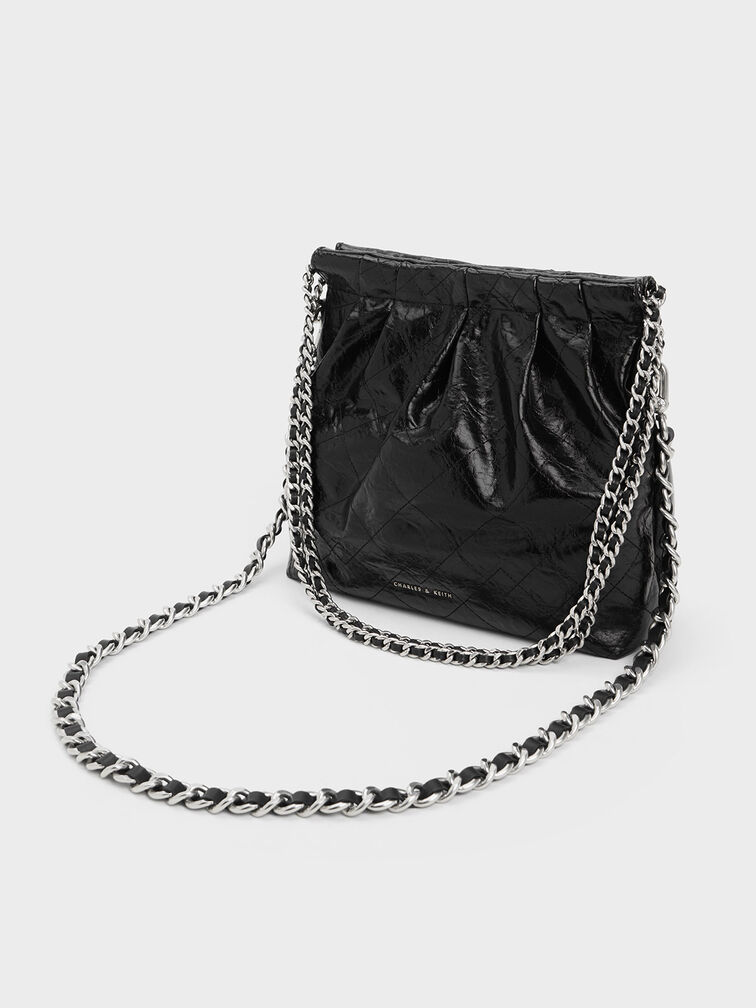 Noir Duo Chain Handle Shoulder Bag - CHARLES & KEITH TH