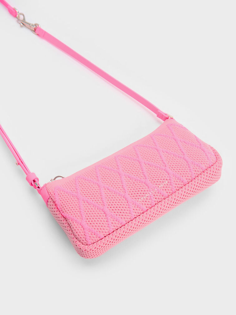 Geona Knitted Phone Pouch, สีชมพู, hi-res