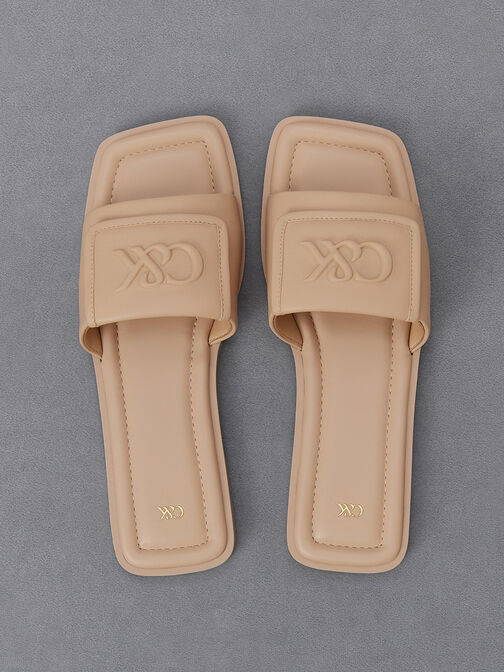 Leather Slide Sandals, , hi-res