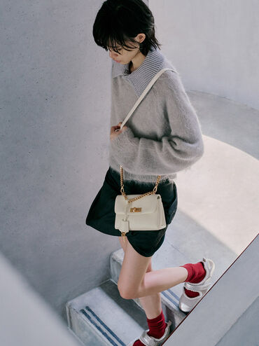 Mini Kerry Chain-Handle Crossbody Bag, Cream, hi-res