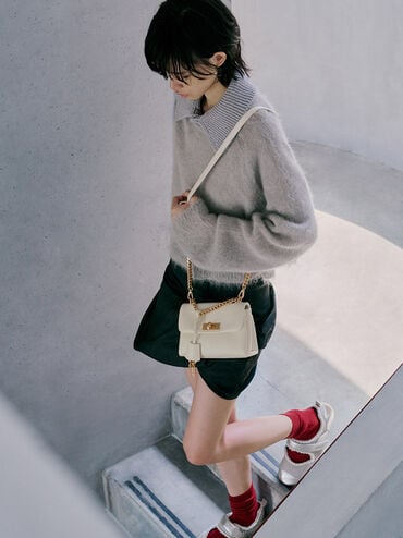 Mini Kerry Chain-Handle Crossbody Bag, Cream, hi-res