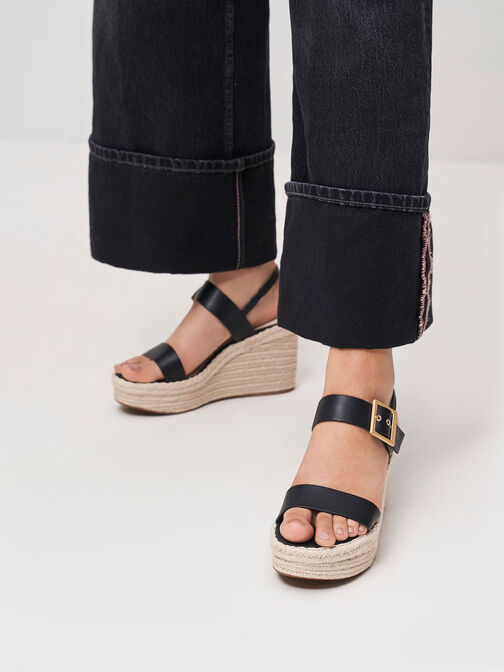 Buckled Espadrille Wedges, , hi-res