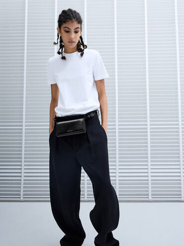 กระเป๋าสตางค์ใบยาวรุ่น Sloane, สีดำอะไหล่สีเงิน, hi-res