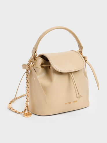 Dalia Bow Top Handle Bag, Sand Beige, hi-res