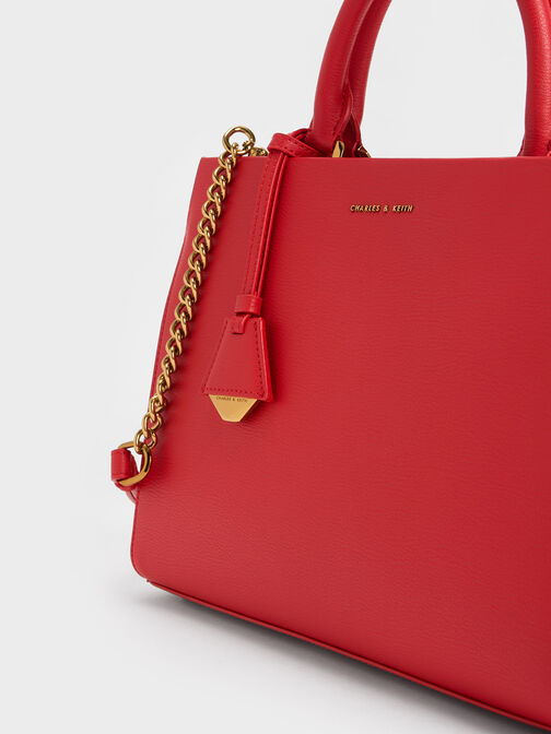 Mirabelle Structured Handbag, Red, hi-res