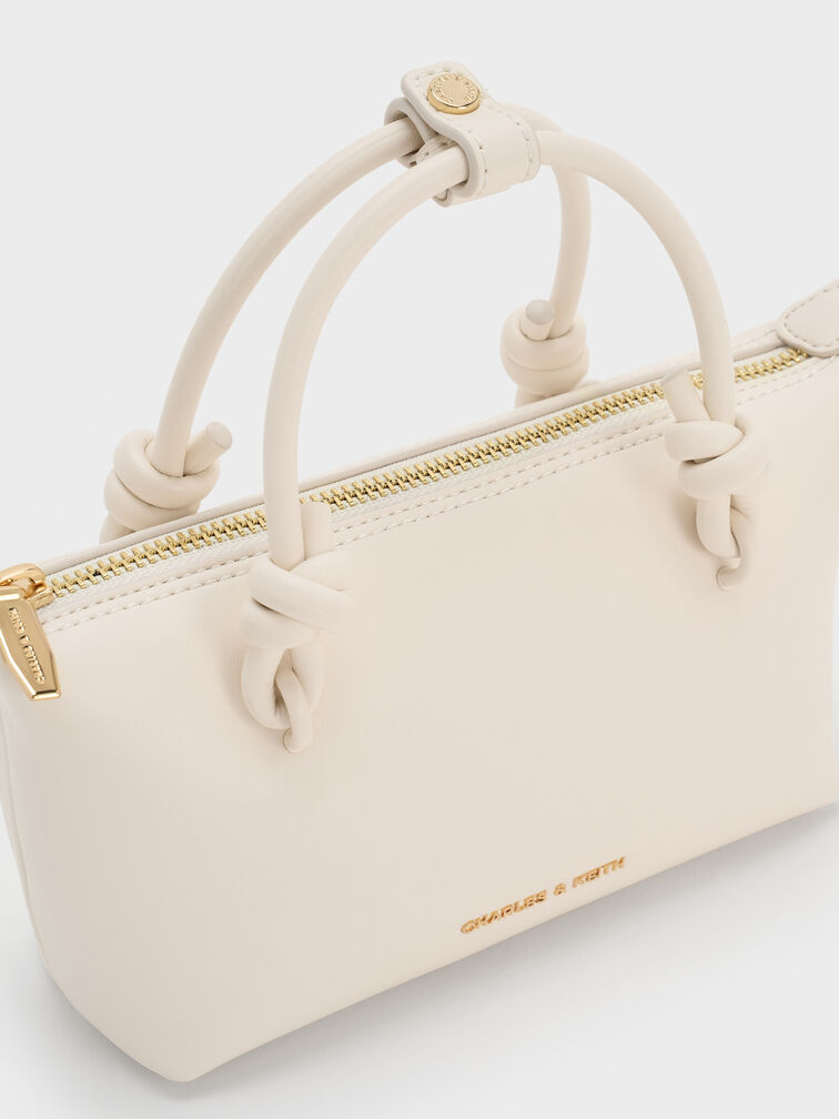 กระเป๋าโท้ทหูจับแบบปมรุ่น Sammie, สีครีม, hi-res