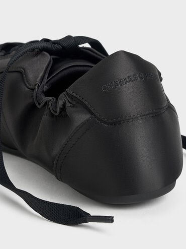 Cece Satin Ruched Bow Sneakers, Black Textured, hi-res
