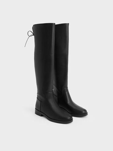 Louisa Fold-Over Thigh-High Boots, Black, hi-res