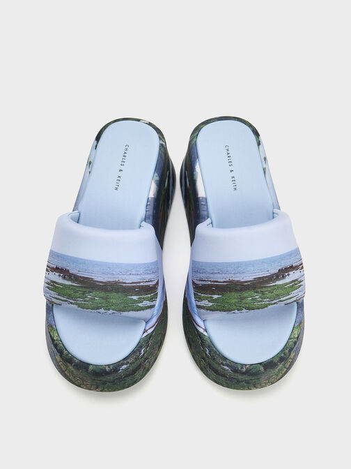 Constance Printed Flatform Sandals, สีมัลติ, hi-res