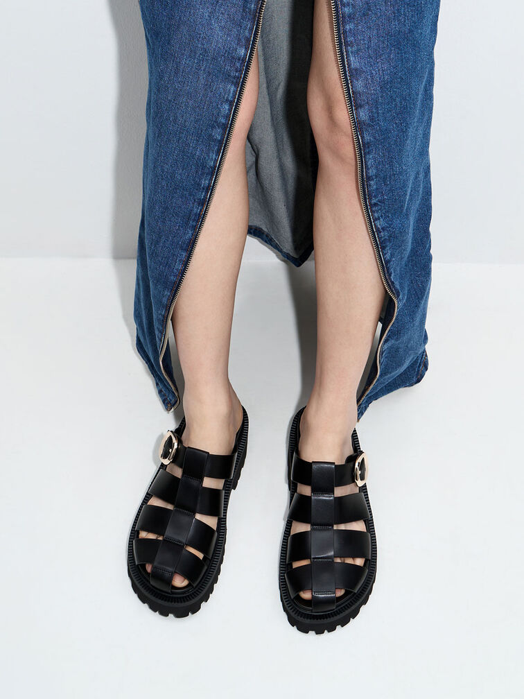 Interwoven Oval-Buckle Mules, , hi-res