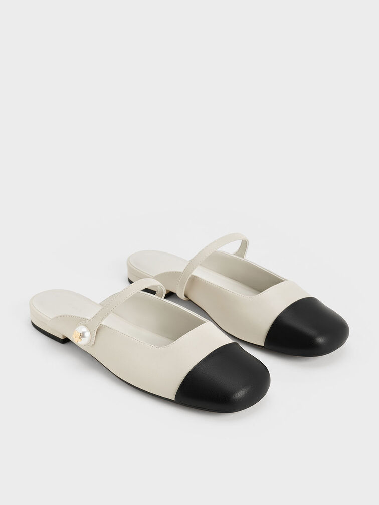 Aeryn Pearl Embellished Flat Mules, Chalk, hi-res