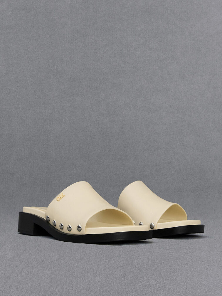 Leather Studded Sandals, , hi-res