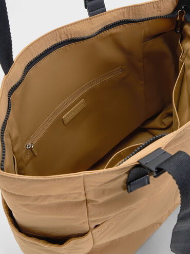 Soleil Nylon Tote Bag, Camel, hi-res