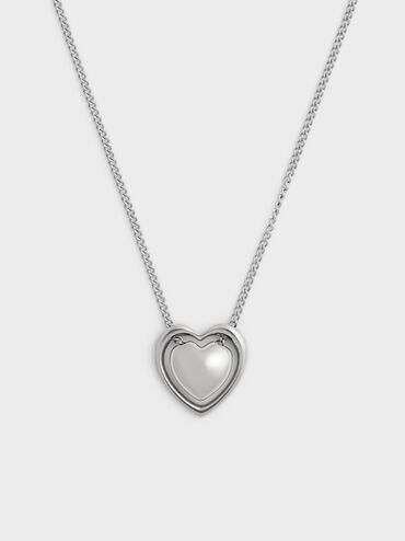 Annalise Heart Necklace, Silver, hi-res