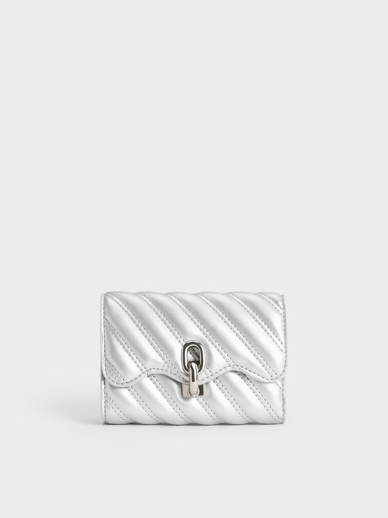Freja Wavy Metallic Quilted Wallet, , hi-res