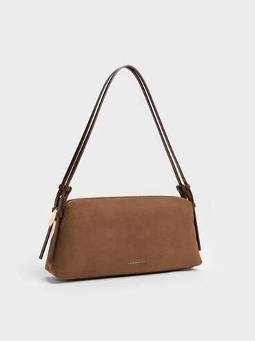 Deyna Recycled Suede Double-Strap Shoulder Bag, Mocha Brown, hi-res