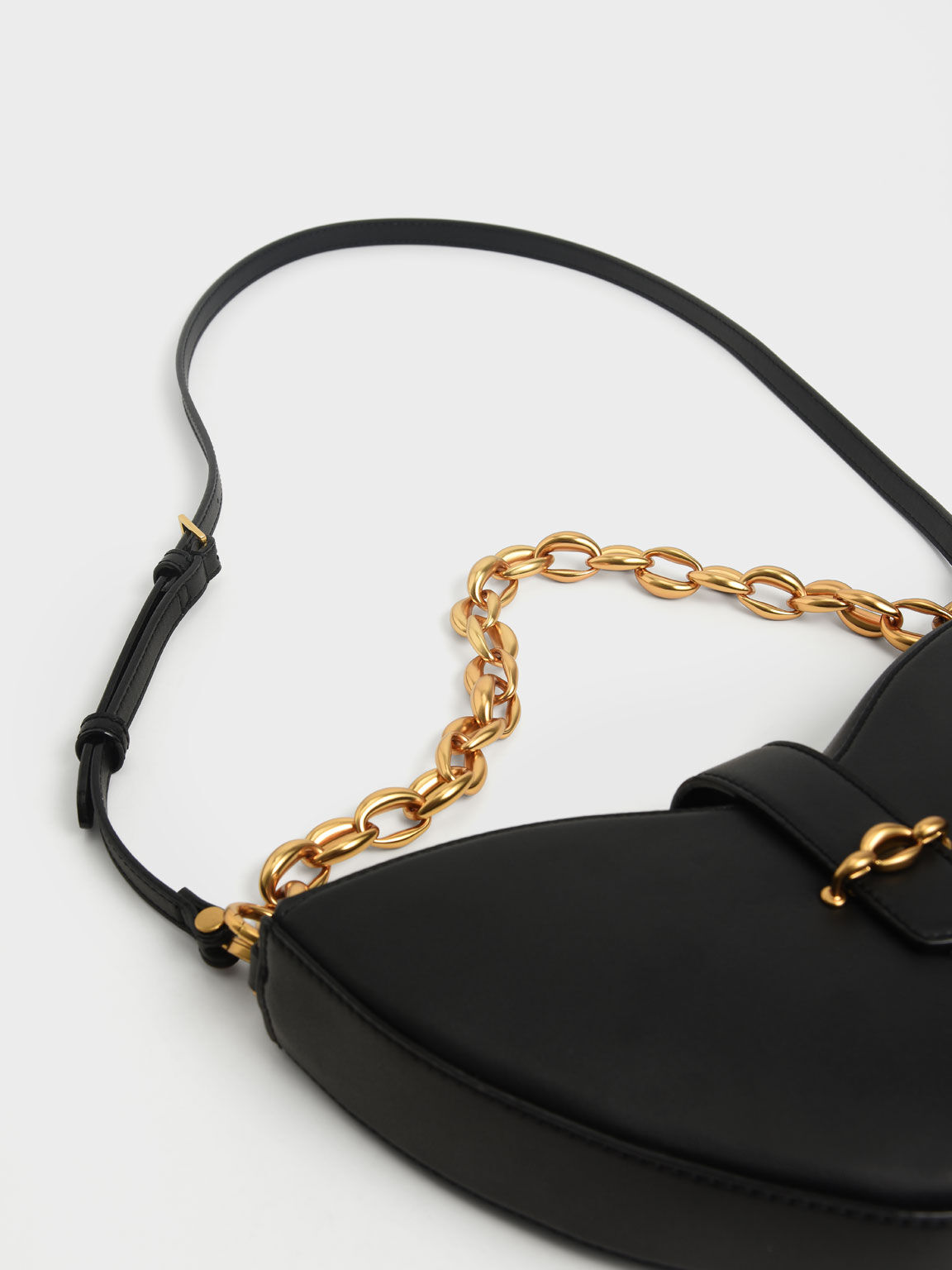 Poppy Chain Handle Sculptural Bag, Black, hi-res