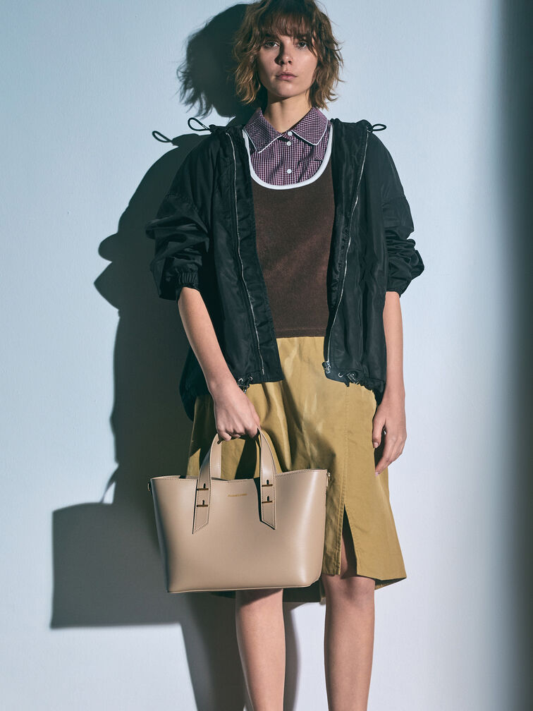 Shania Tote Bag, Taupe, hi-res