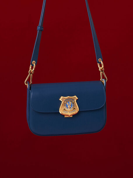 Judy Hopps Metallic Accent Shoulder Bag, Navy, hi-res