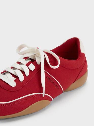 Louise Contrast-Trim Sneakers, Red, hi-res