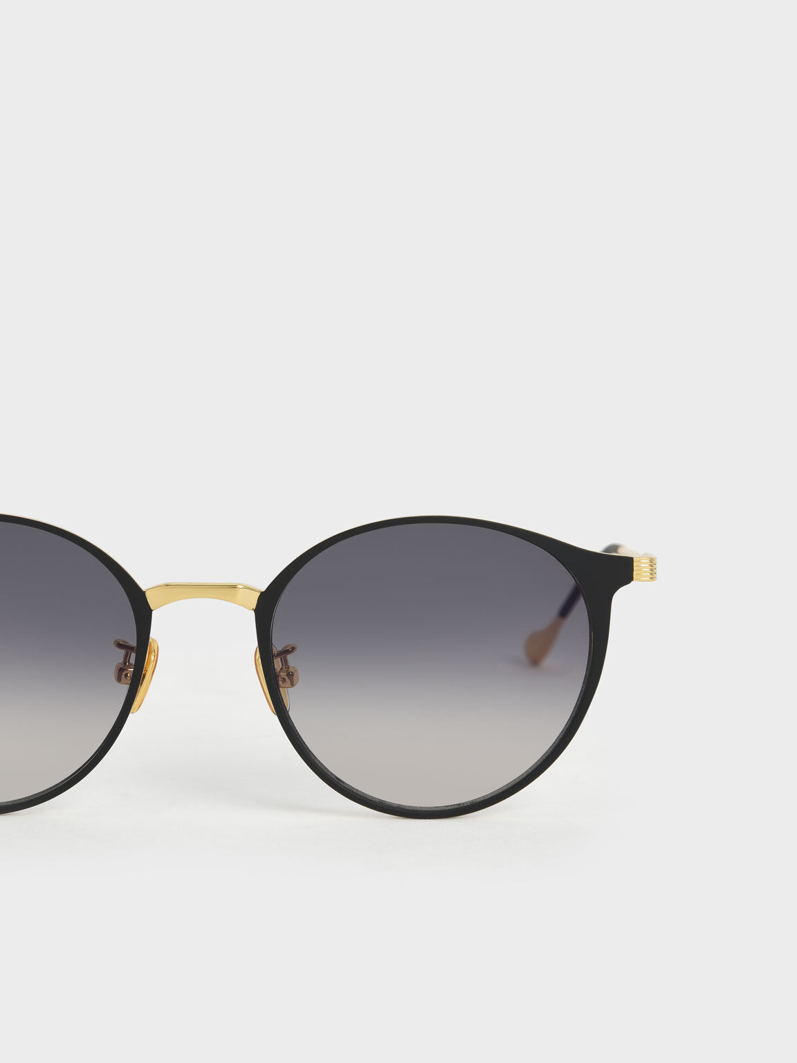 Tinted Round Sunglasses, Black, hi-res