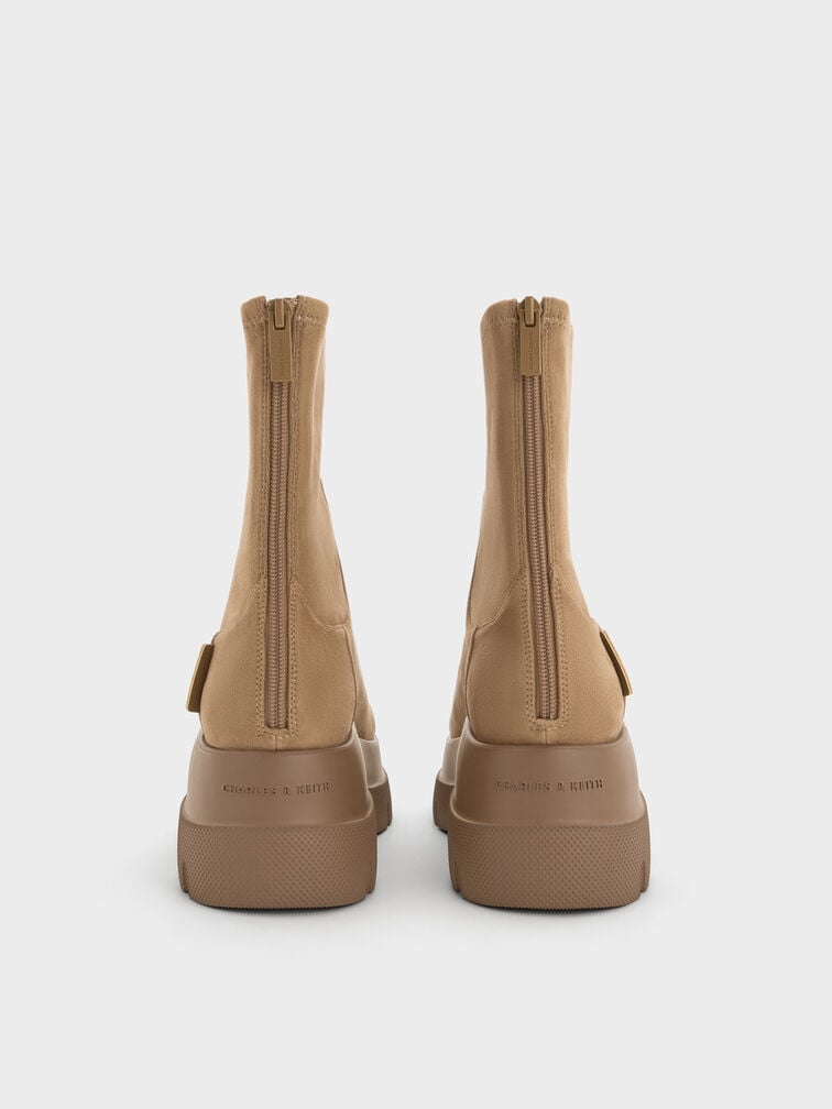 Leoi Faux Suede Back-Zip Chunky Ankle Boots, Camel, hi-res