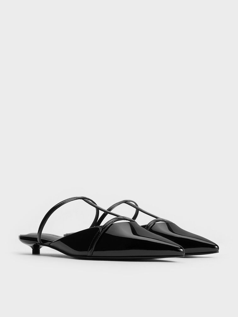 Clara T-Bar Pointed-Toe Mules, Black Boxed, hi-res