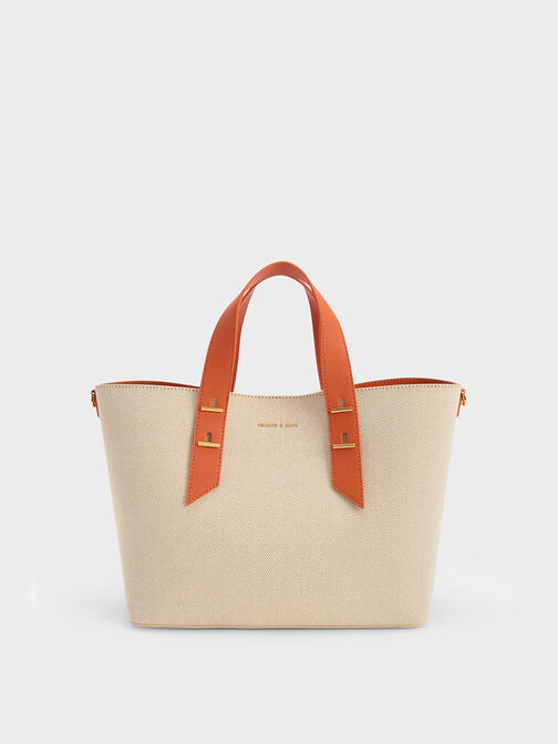 Double Handle Hobo Bag, Orange, hi-res