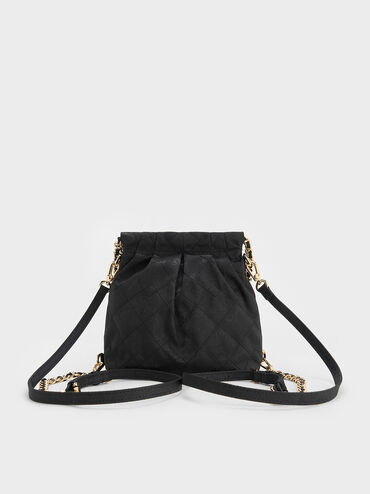 Duo Jacquard Chain-Handle Two-Way Backpack, Black, hi-res