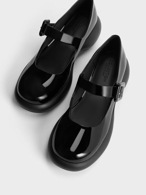 Hallie Patent Leather Mary Janes, หนังแก้วสีดำ, hi-res