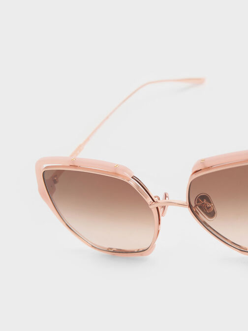 Recycled Acetate Wire-Frame Butterfly Sunglasses, , hi-res