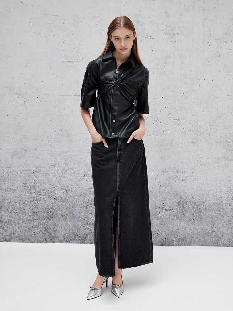 รองเท้ารัดส้นเมทัลลิคตกแต่งด้วยโบว์, สีเงิน, hi-res