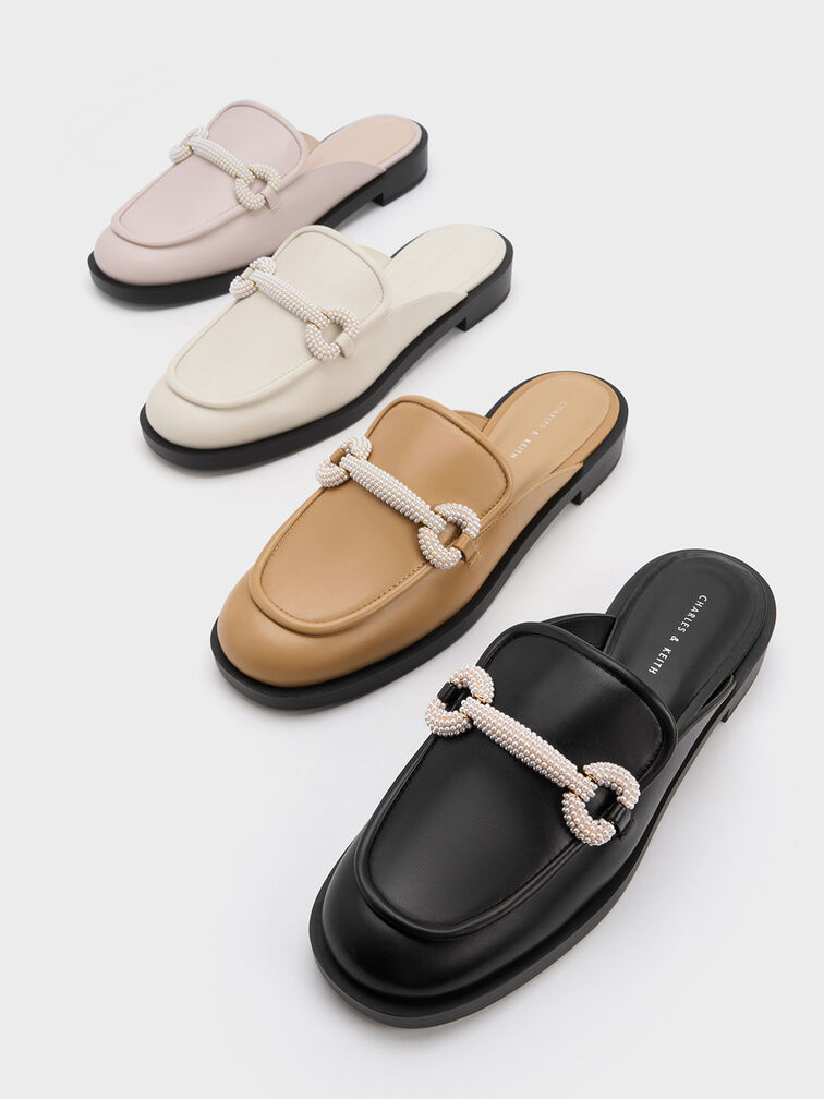 Beaded Accent Loafer Mules, , hi-res