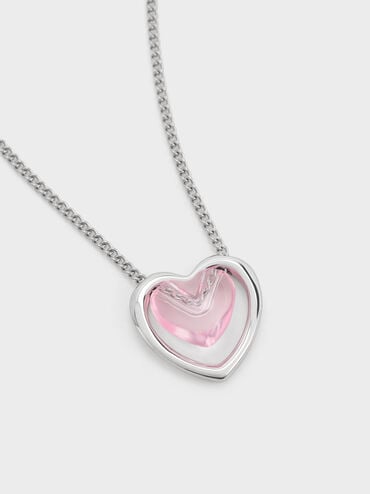 สร้อยคอประดับจี้รูปหัวใจเรซิ่นรุ่น Annalise, สีชมพู, hi-res