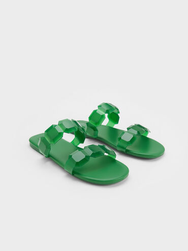 Gem-Strap Slide Sandals, สีเขียว, hi-res