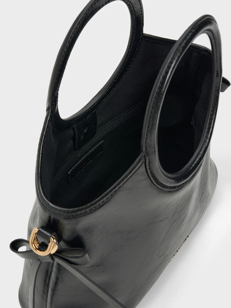 Mini Dalia Bow Oval-Handle Tote Bag, Black, hi-res