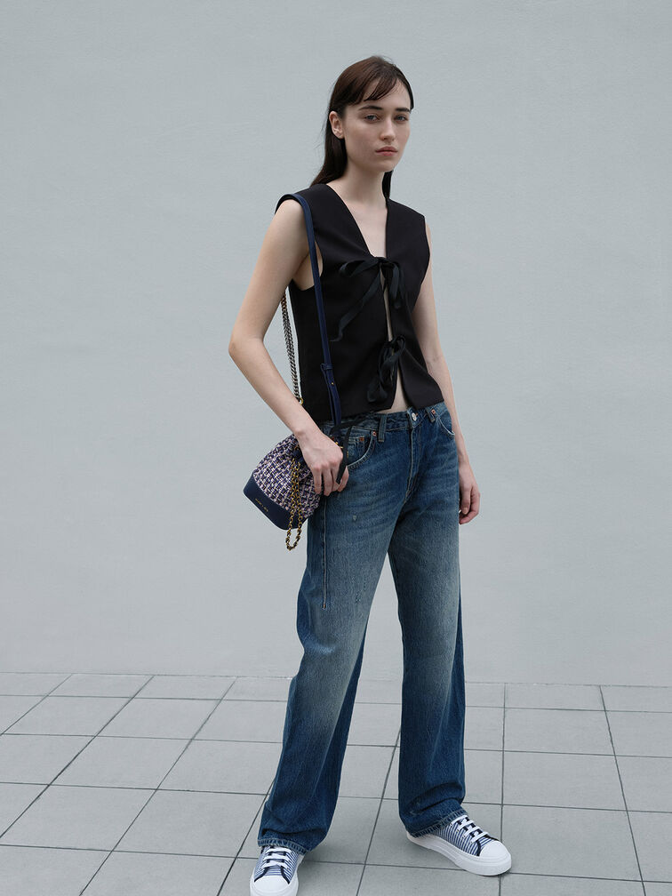 Dancer Tweed Drawstring Bucket Bag, , hi-res
