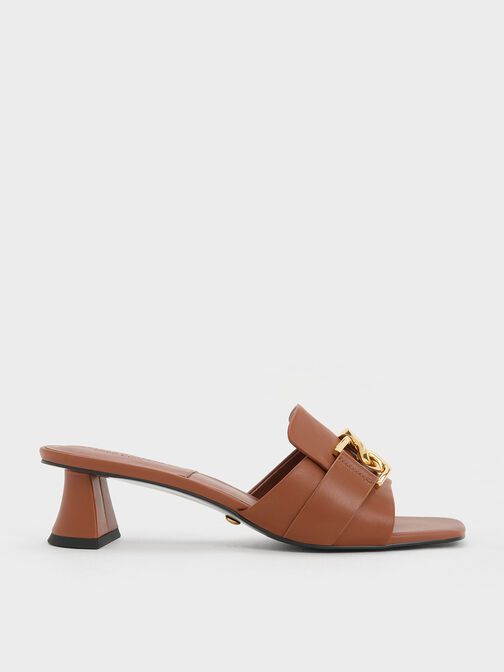 Gabine Leather Heeled Mules, สีคอนยัค, hi-res