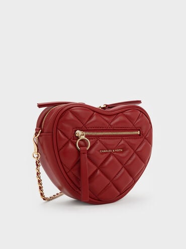 Paffuto Quilted Heart Crossbody Bag, Tomato Red, hi-res