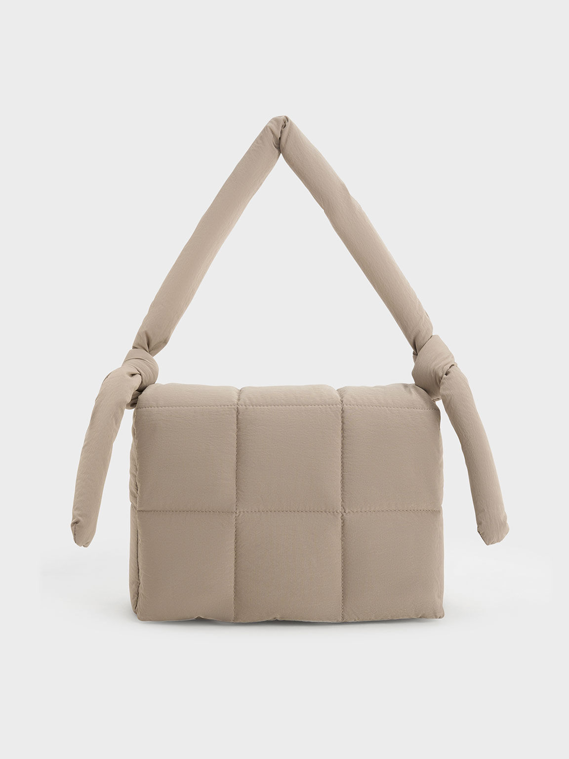 Taupe Errya Nylon Quilted Puffy Crossbody Bag CHARLES KEITH TH