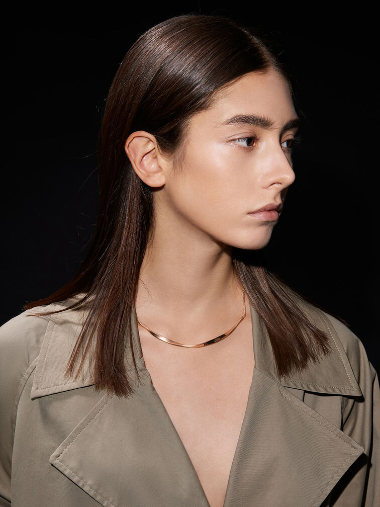 Lena Twist Bar Necklace, Rose Gold, hi-res
