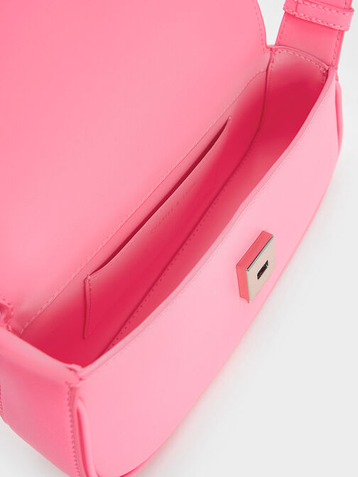 Petra Asymmetrical Front Flap Bag, สีชมพู, hi-res
