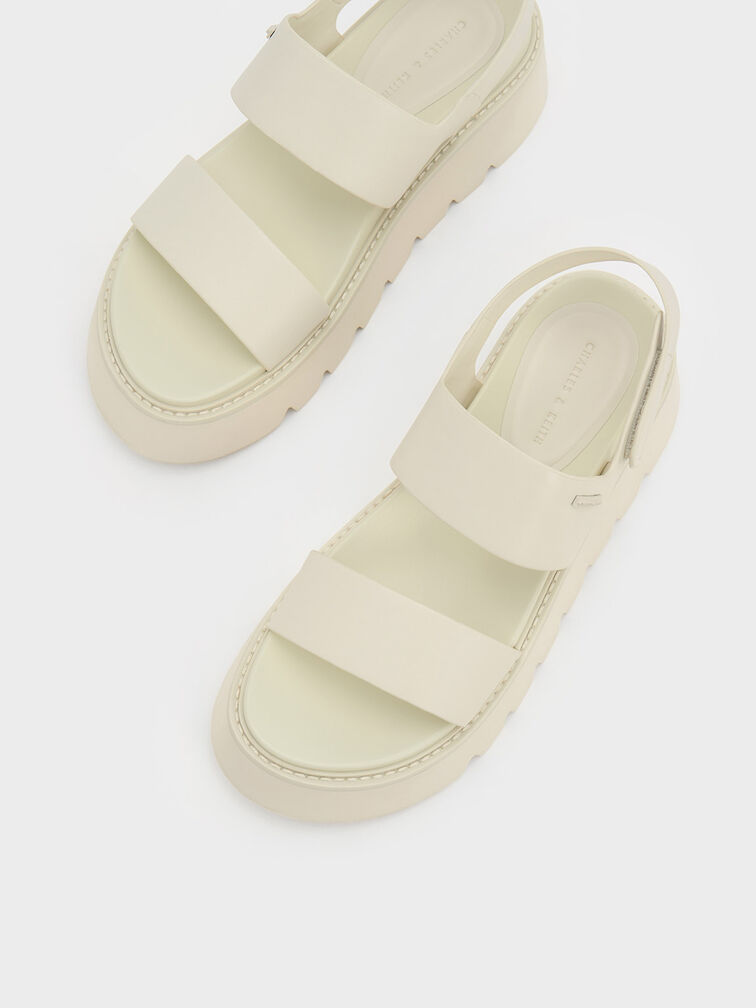 Chunky Flatform Sandals, สีชอล์ค, hi-res