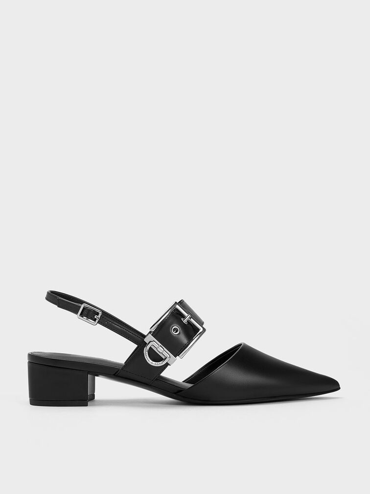 Buckled Strap Slingback Pumps, , hi-res