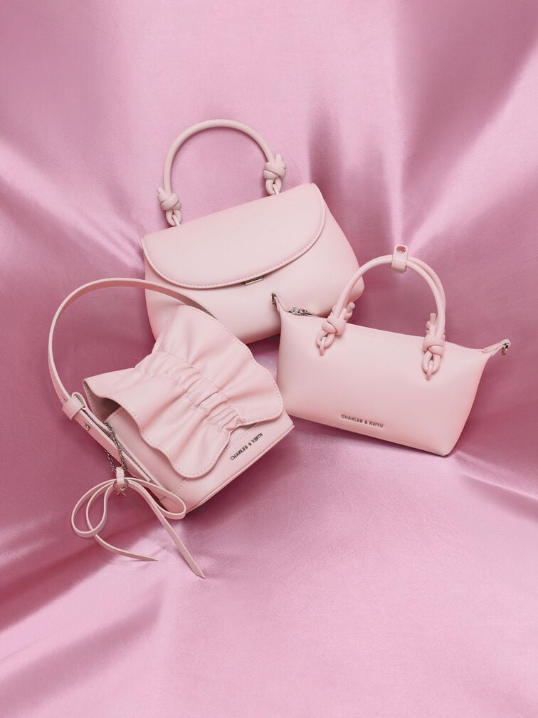 กระเป๋าโท้ทหูจับแบบปมรุ่น Sammie, สีคอตตอนแคนดี้พิงค์, hi-res