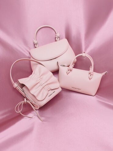 กระเป๋าโท้ทหูจับแบบปมรุ่น Sammie, สีคอตตอนแคนดี้พิงค์, hi-res