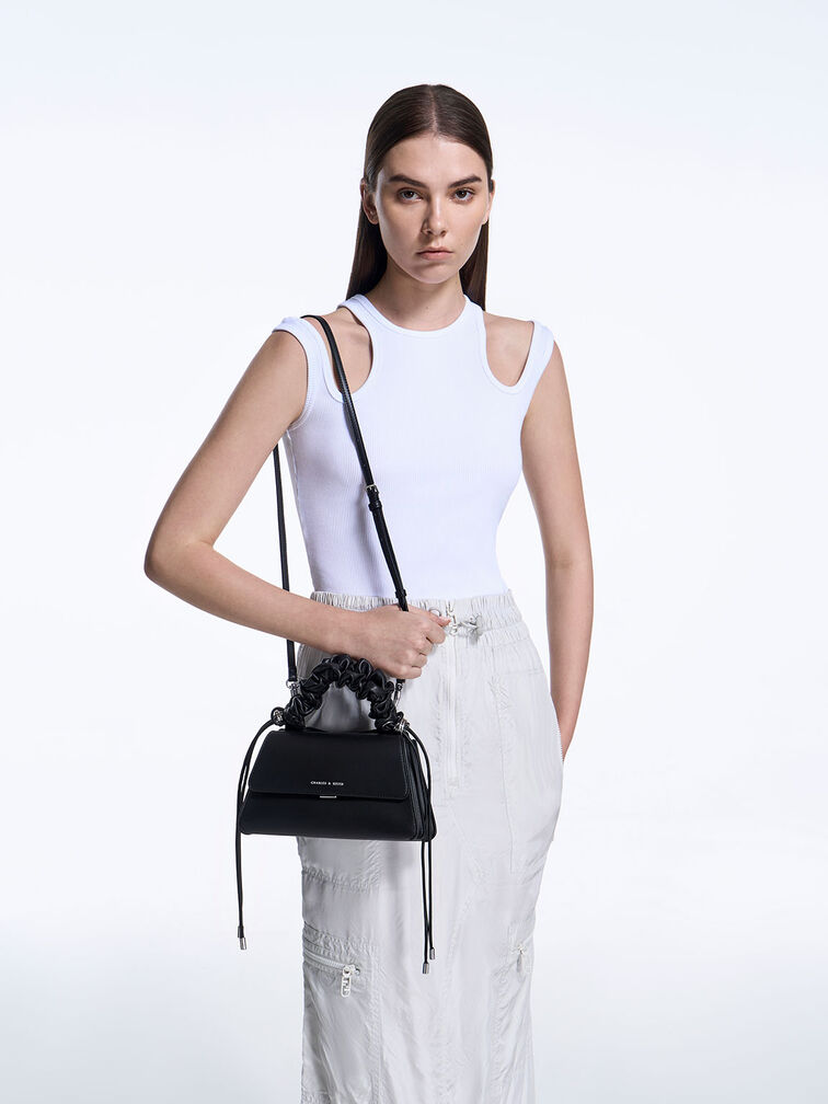 Cosette Ruched-Handle Trapeze Bag, , hi-res