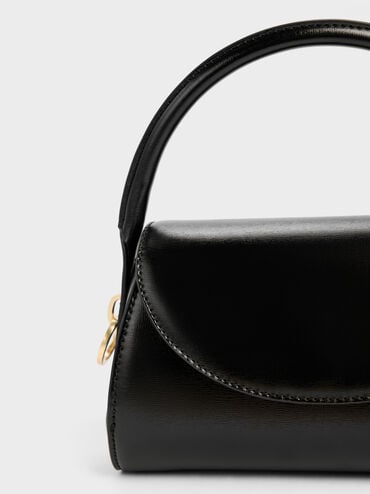 Kaila Front Flap Top Handle Bag, Black, hi-res